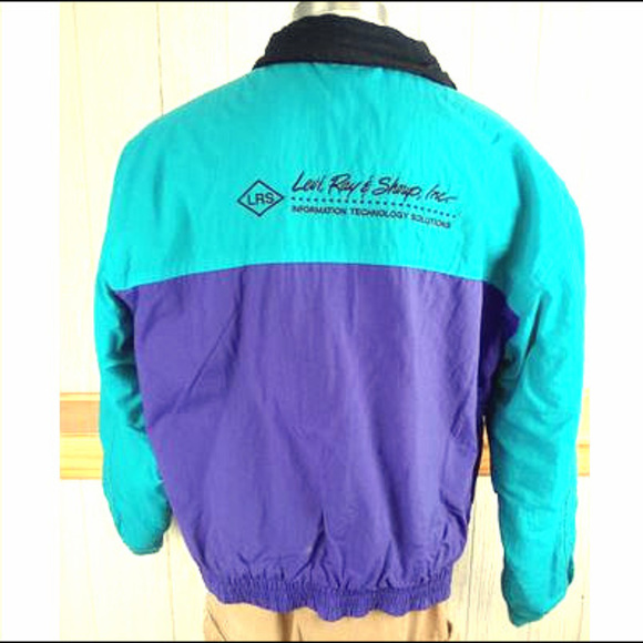 turquoise and purple jacket